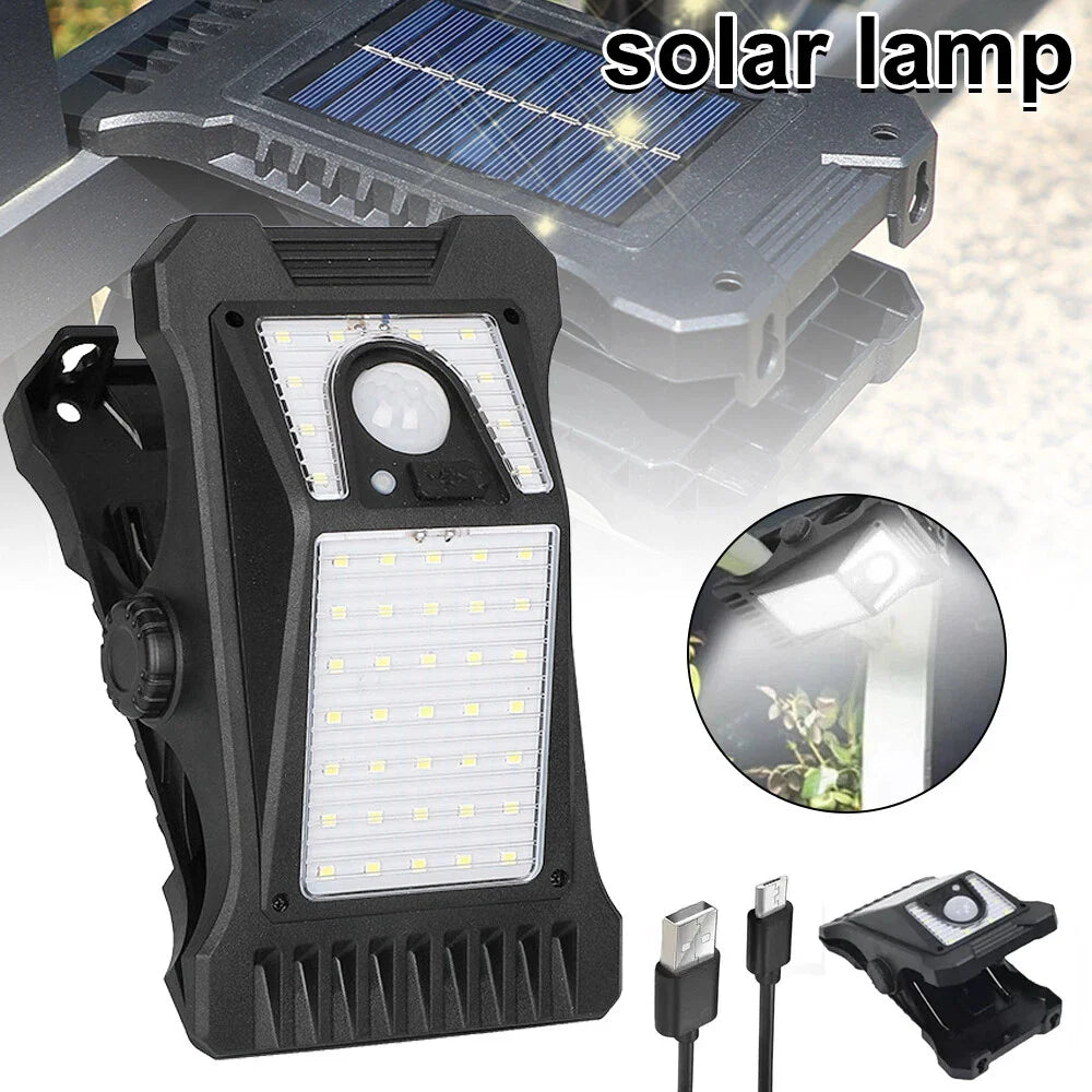 Solar Clip Light Outdoor Portable Waterproof Body Sensor Lamp Garden Lamp