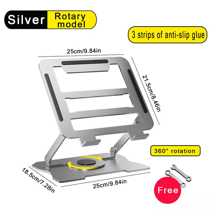 360° Rotating Adjustable Laptop Stand Ergonimic Foldable Laptop Riser for Desk