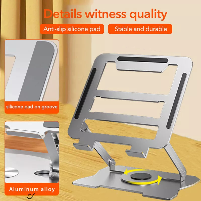 360° Rotating Adjustable Laptop Stand Ergonimic Foldable Laptop Riser for Desk