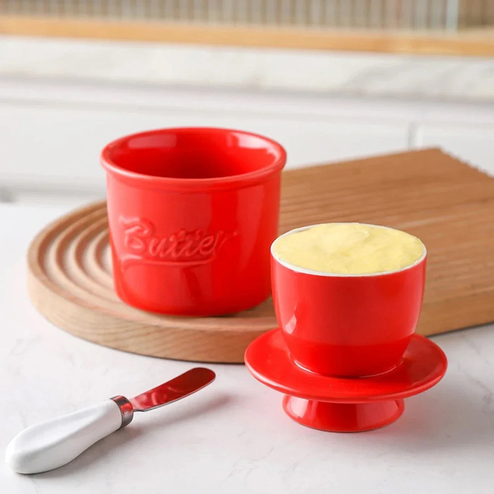 Butter-Bell Crock with Lid French Butter Keeper Ceramic Butter Dish Holder