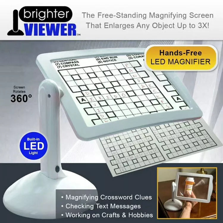 360° Brighter Viewer LED Screen Magnifier Vertical Magnifier Reading