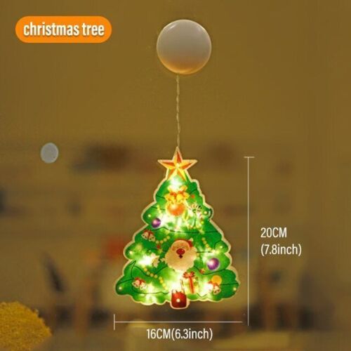 Santa Claus Christmas Window Hanging Lights Xmas Atmosphere Scene Festive Deco