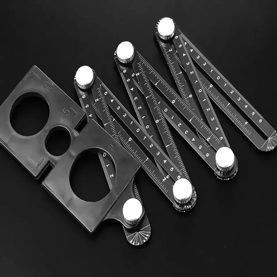 Multi-function Aluminum Alloy Six Fold Rule Tile Hole Locator Woodworking Ruler