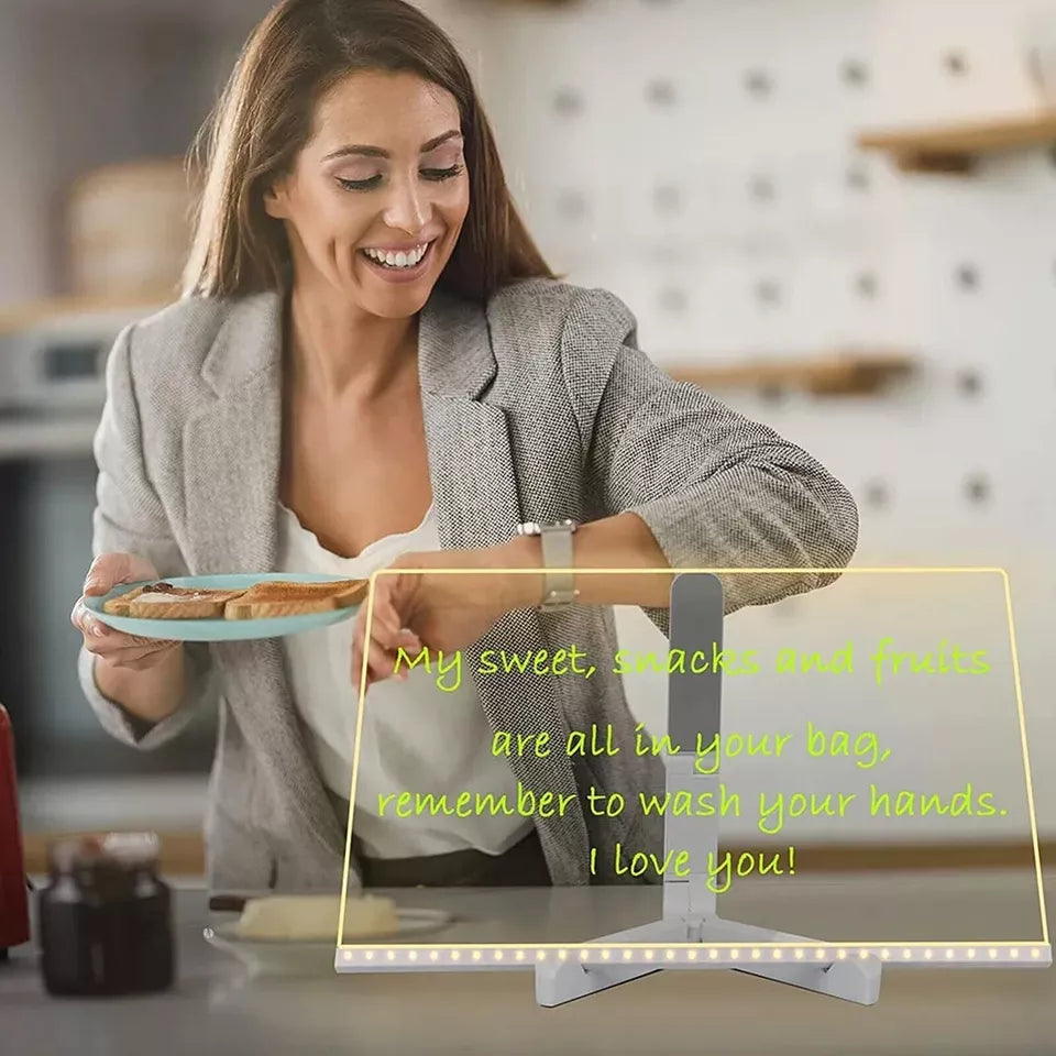 LED Message Note Board with Colors Acrylic Dry Erase Board with 7 Pens