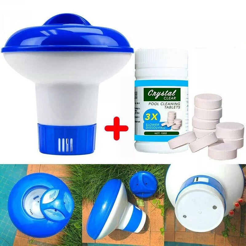 Pool Cleaning Tablets Floating Chlorine Hot Tub Chemical Dispenser Cleaner