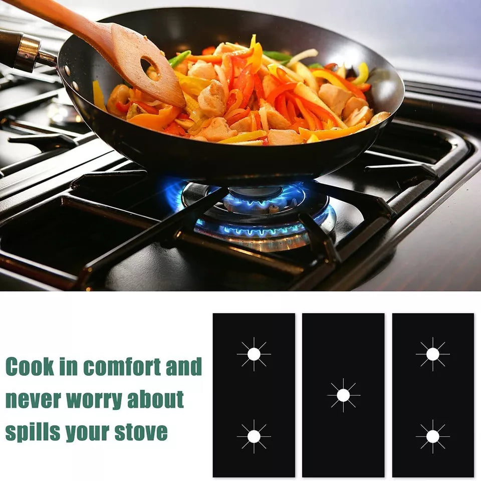 3PCS 5 Hole Gas Foil Stove Burner Protector Cooktop Cover Liner Clean Mat Pad