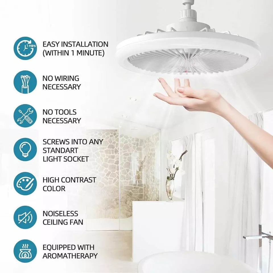 Fan with Light Adjustable Bedroom Living Room Fan Lamp Modern E27 Led Ceiling