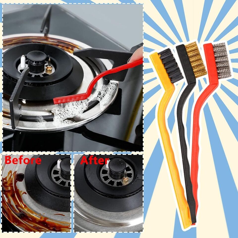 3Pcs Kitchen Stainless Steel Cleaning Brush Stove Gas Wire Brush Cleaner Tool