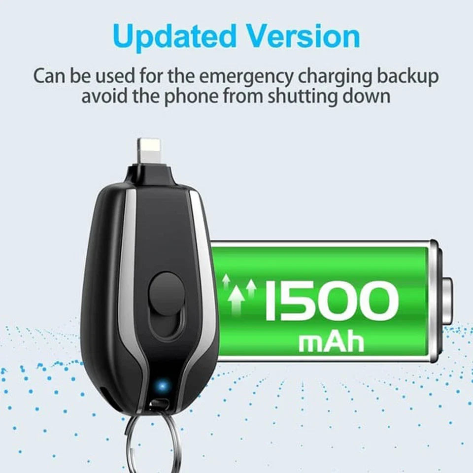 Keychain Portable Mini Power Bank Emergency Pod Charger For Phone 1500mAh