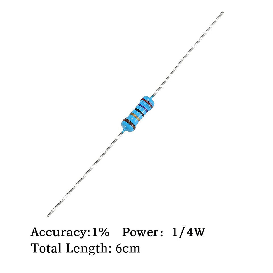 600Pcs Resistor Kit Pack 1/4W Metal Film 1% Precision 30 Values Labelled