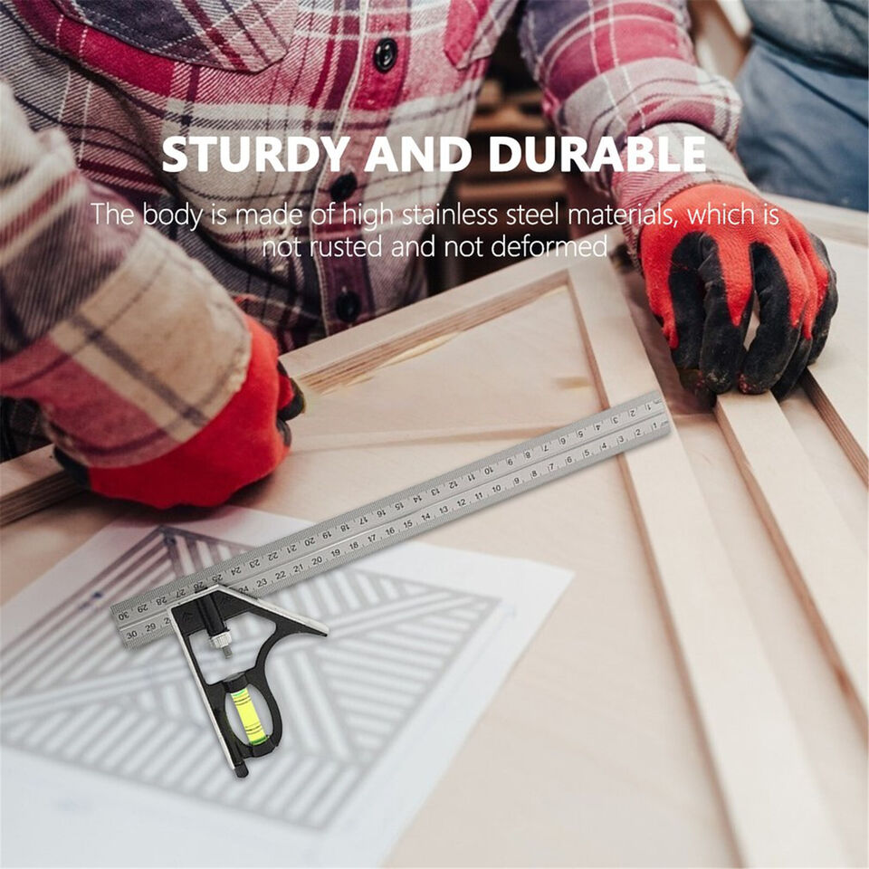 30cm Adjustable Measure Combination Angle Square Type A Ruler Spirit Level 12"