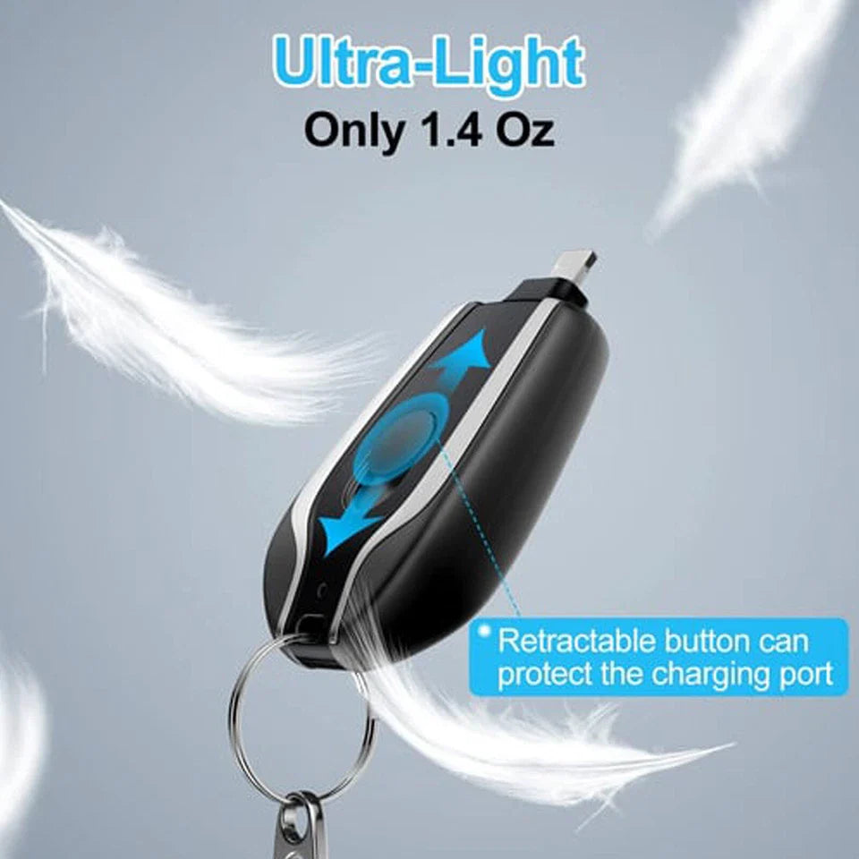 Keychain Portable Mini Power Bank Emergency Pod Charger For Phone 1500mAh