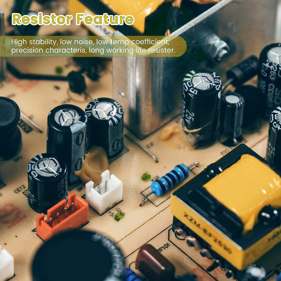 600Pcs Resistor Kit Pack 1/4W Metal Film 1% Precision 30 Values Labelled