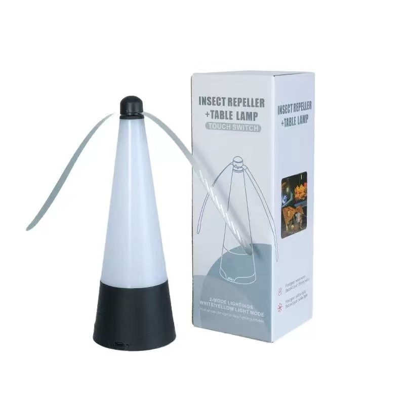 Fly Repellent Fan Light LED Table Lamp with Soft Blades for Indoor Outdoor Use