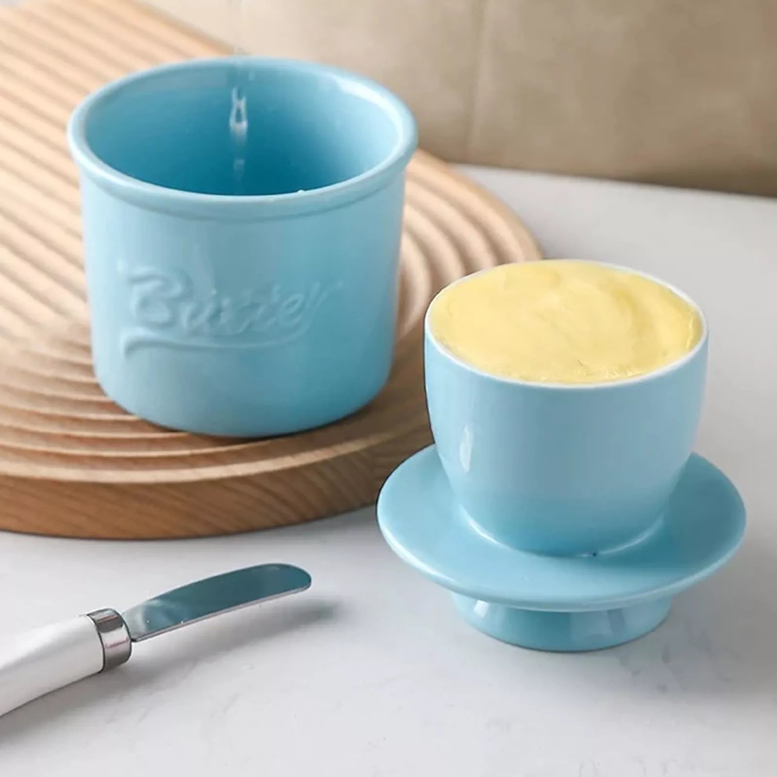Butter-Bell Crock with Lid French Butter Keeper Ceramic Butter Dish Holder