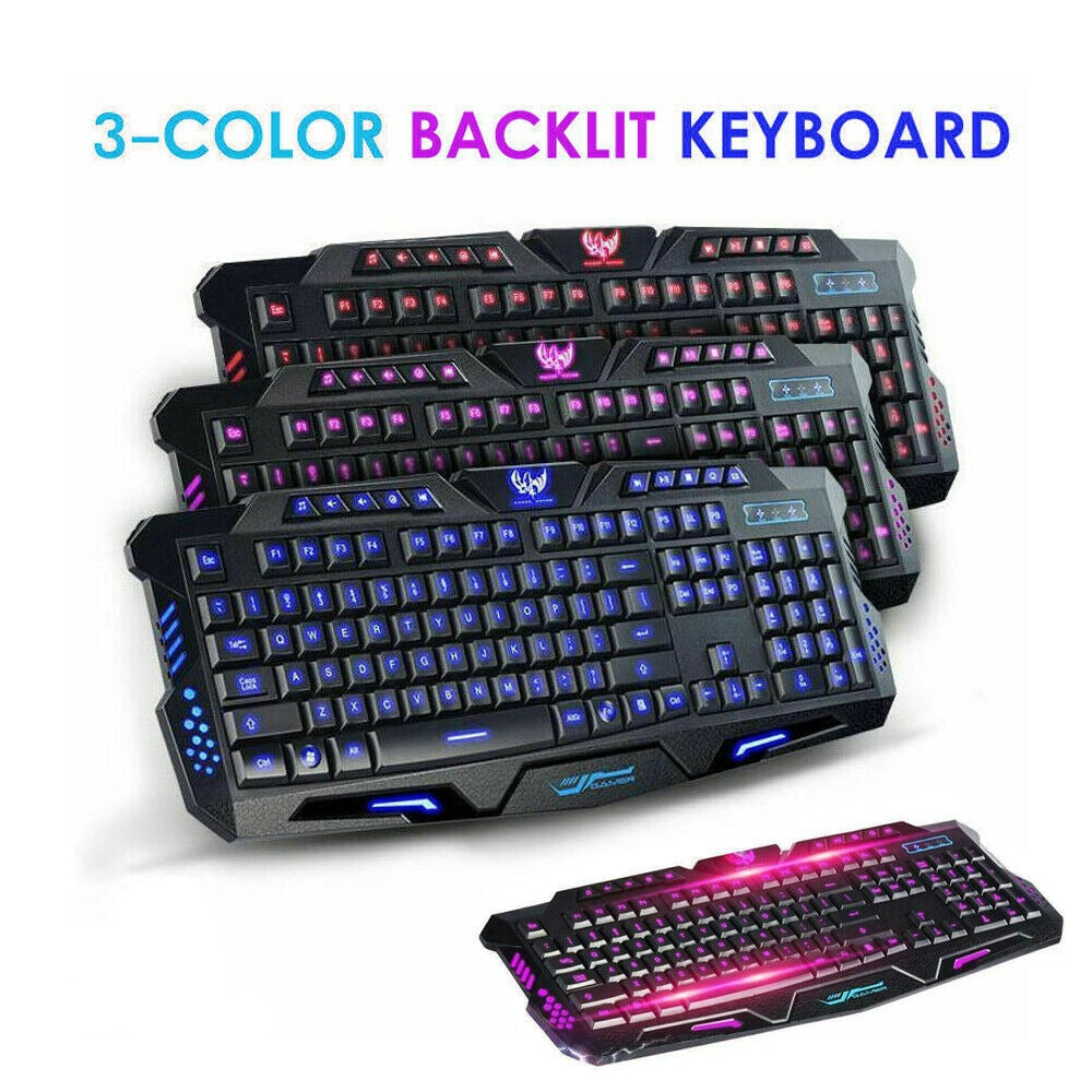Led Colored Keyboard Free shipping- 3 Color LED Backlight Gaming Keyboard