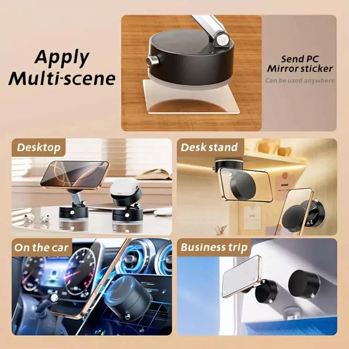 Vacuum Magnetic Suction Cup Car Phone Holder Stand Car Mount Foldable Holder