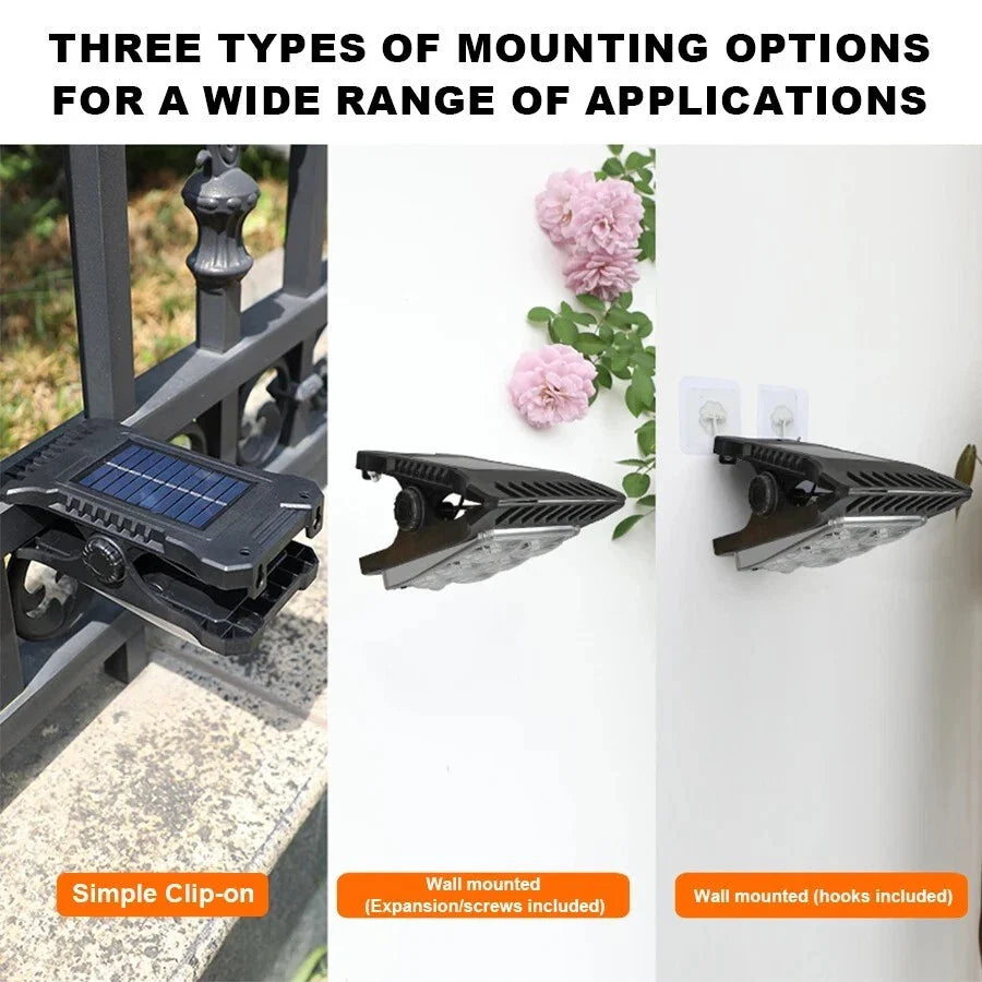 Solar Clip Light Outdoor Portable Waterproof Body Sensor Lamp Garden Lamp