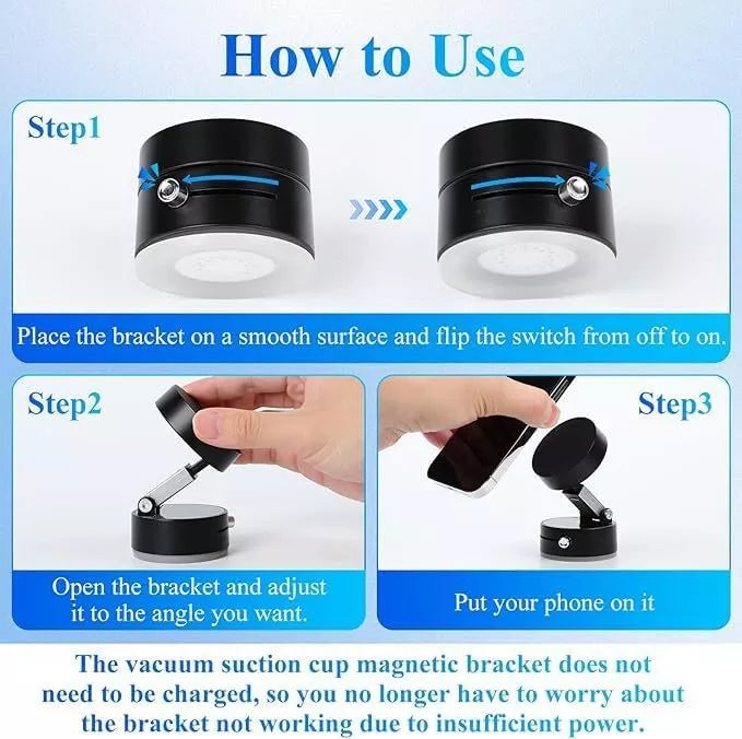 Vacuum Magnetic Suction Cup Car Phone Holder Stand Car Mount Foldable Holder