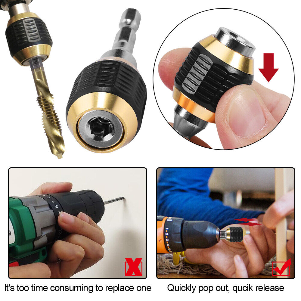 Hex Handle Quick Change Joint 1/4 Electric Hand Drill Big Head Pop-up Rod Bar