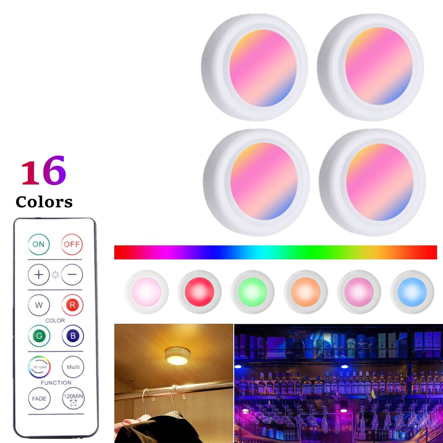Reprogram Remote Control For Led Lights Wireless LED Light 4 Pack Remote Control RGB 16 Color Changing Cabinet