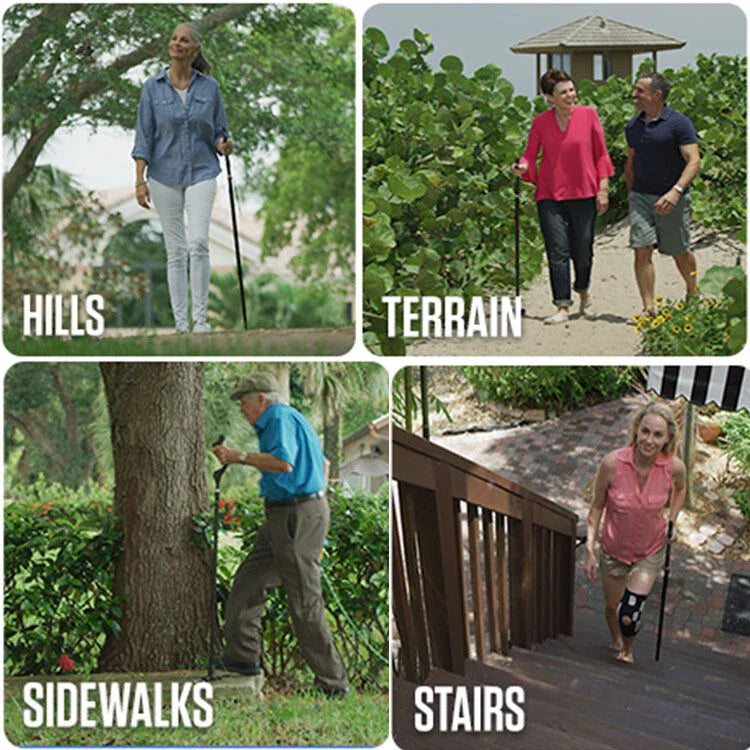 Walking Stick Foldable Posture Straight Cane Travel Adjustable Height