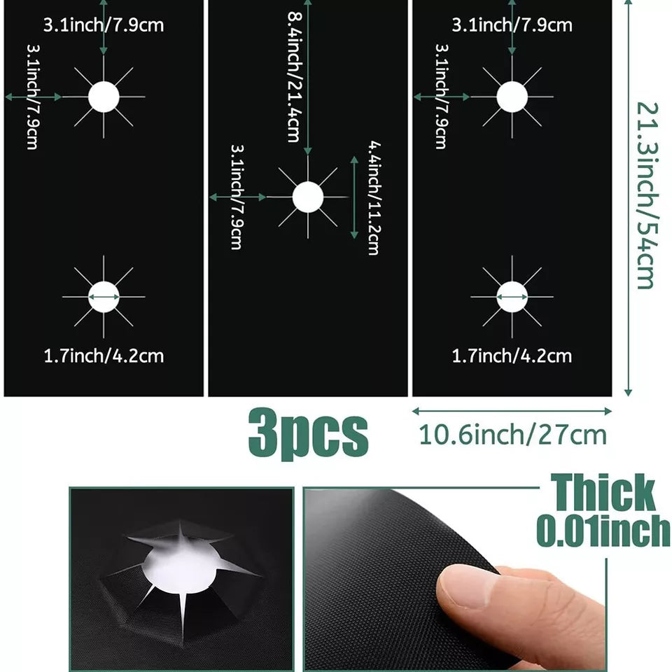 3PCS 5 Hole Gas Foil Stove Burner Protector Cooktop Cover Liner Clean Mat Pad
