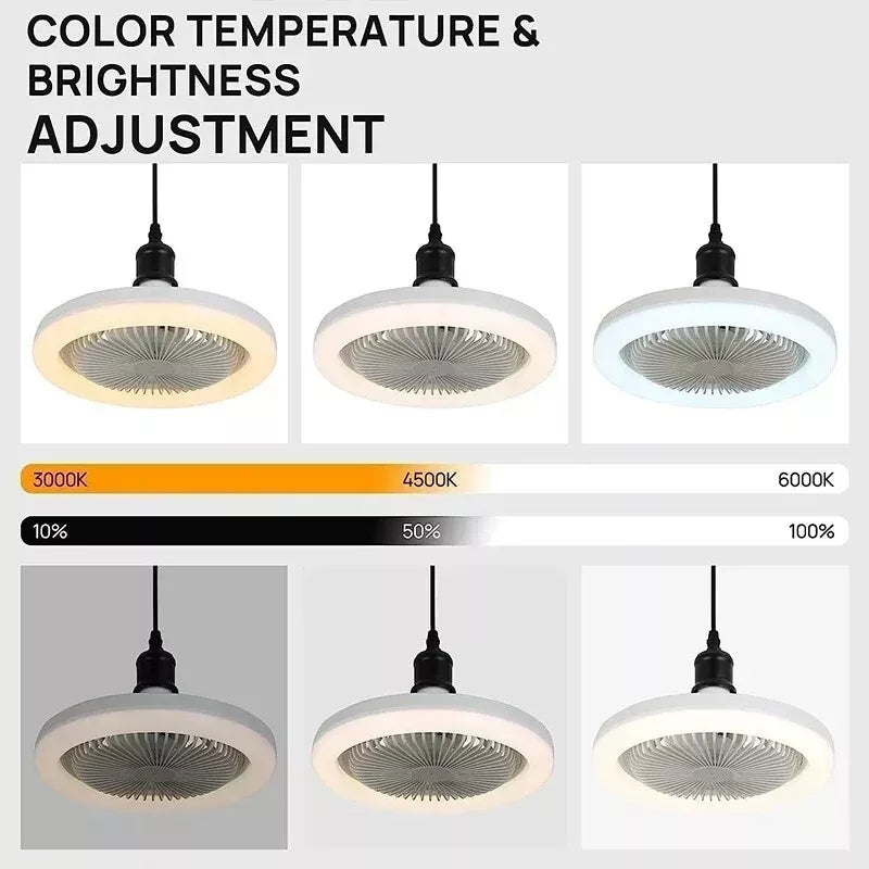 Fan with Light Adjustable Bedroom Living Room Fan Lamp Modern E27 Led Ceiling